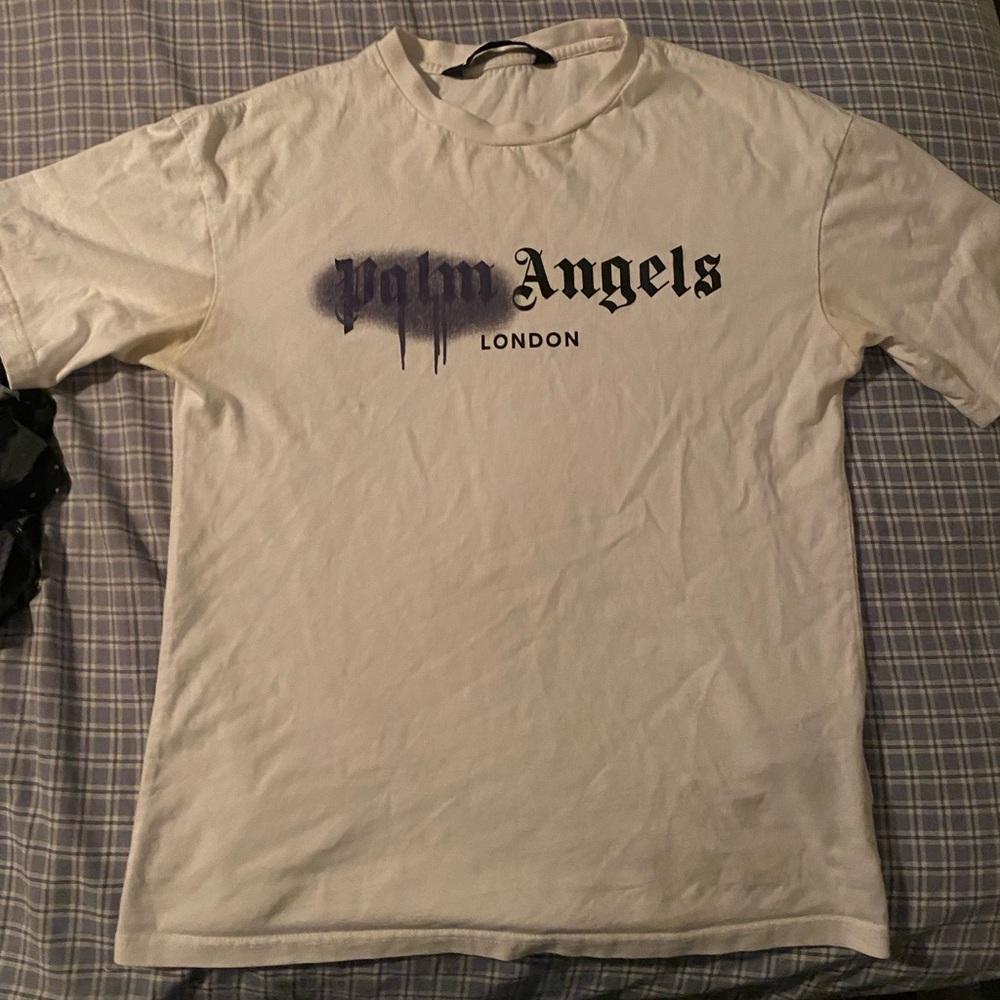 Palm Angels White Tee with purple spray